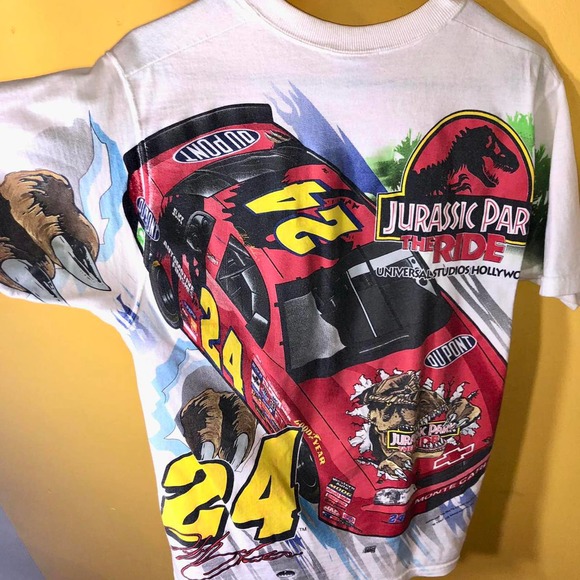 vintage 1997 NASCAR JURASSIC PARK RIDE UNIVERSAL STUDIOS JEFF GORDON tee shirt M